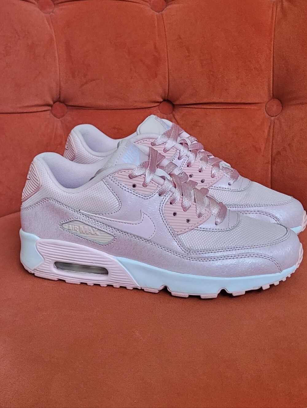 Nike Air Max 90 SE Mesh Big Kids (GS) Shoes Prism Pink/White 880305-600 Size 7Y